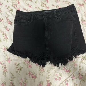 Black denim shorts